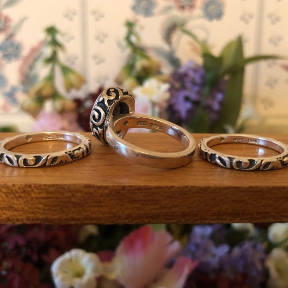 Vintage Silpada Sterling Silver Smoky Quartz Ring Set R1384 Size 6 - Picture 8 of 16